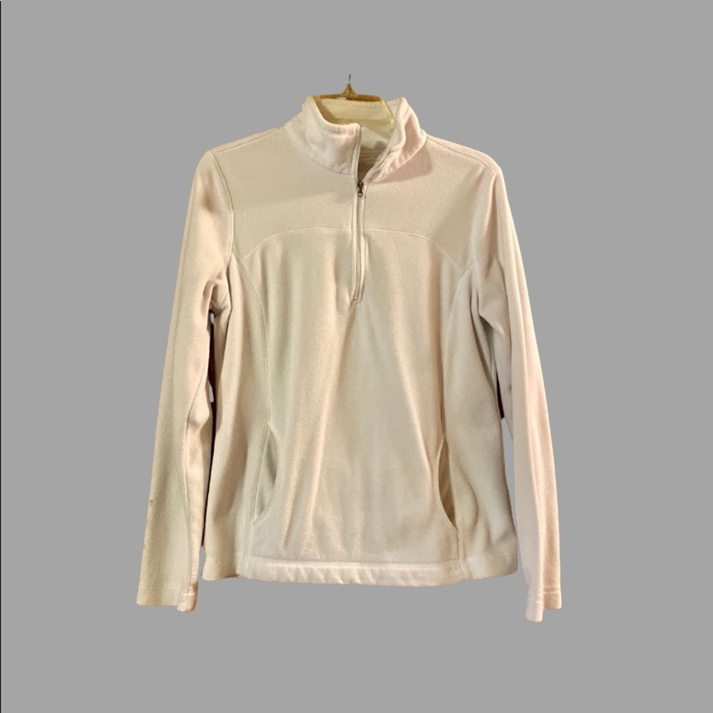 Tek Gear Size Medium White Quarter Zip Fleece Top